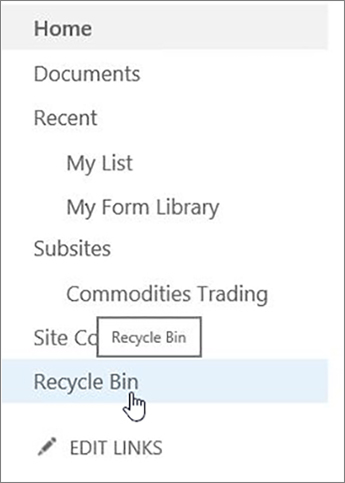 بازگرداندن آیتم های حذف شده از recycle bin  مجموعه سایت